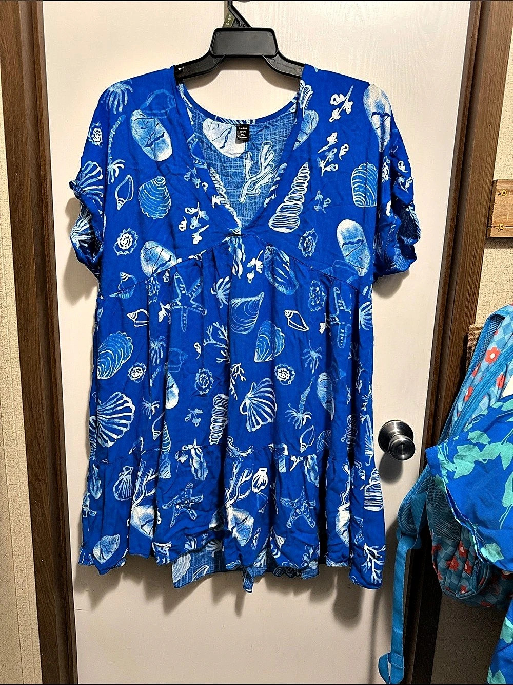 SHEIN Blue & White Printed Mini Dress